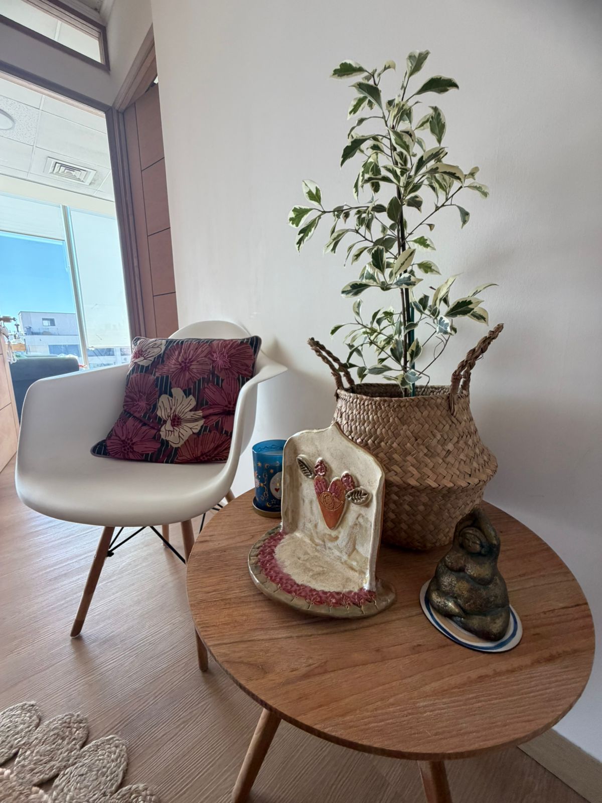 Plantas de interior en estantería de madera